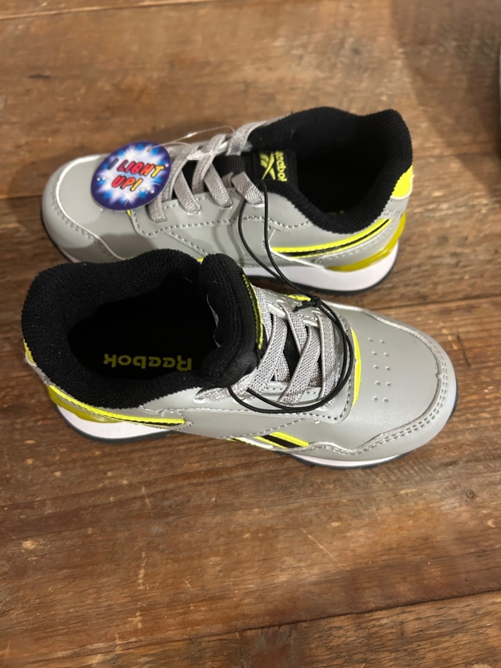 Reebok Kids Light-Up Gray and Yellow Athletic Sneakers
